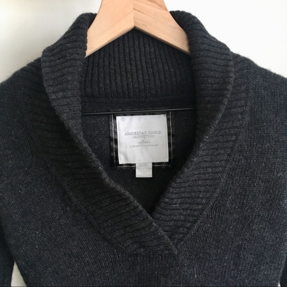 American Eagle Cowl Neck Sweater - Charcoal Gray